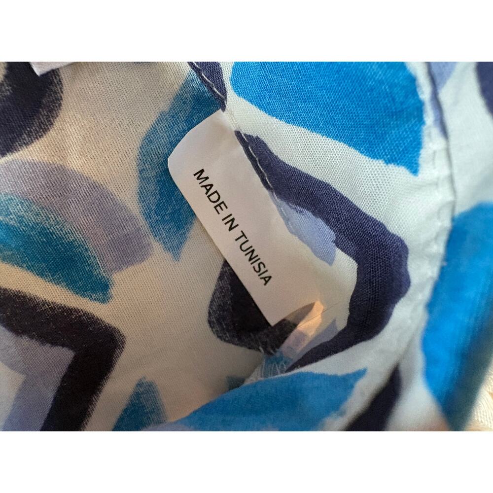 Marella Future Cotton Blue Geometric Belted Shirt Midi Dress - Picture 12 of 15